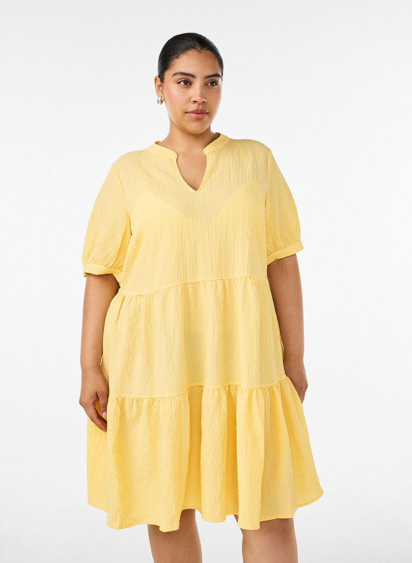 Short A-line dress, Yellow, Model image number 0