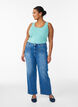 Solid color basic top in cotton, Green, Model image number 1