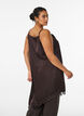 Satin-look dress with lace trim, Brown, Model image number 2