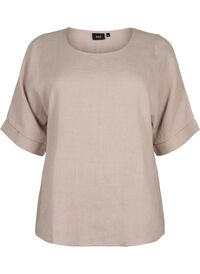 Short-sleeved blouse in 100% linen