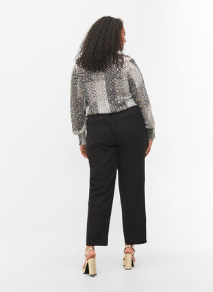 Monochrome trousers with straight fit, Black, Model image number 1