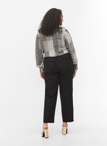 Monochrome trousers with straight fit, Black, Model image number 1