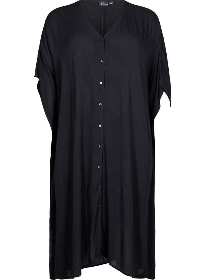 Kaftan beach dress with buttons, Black, Packshot image number 0