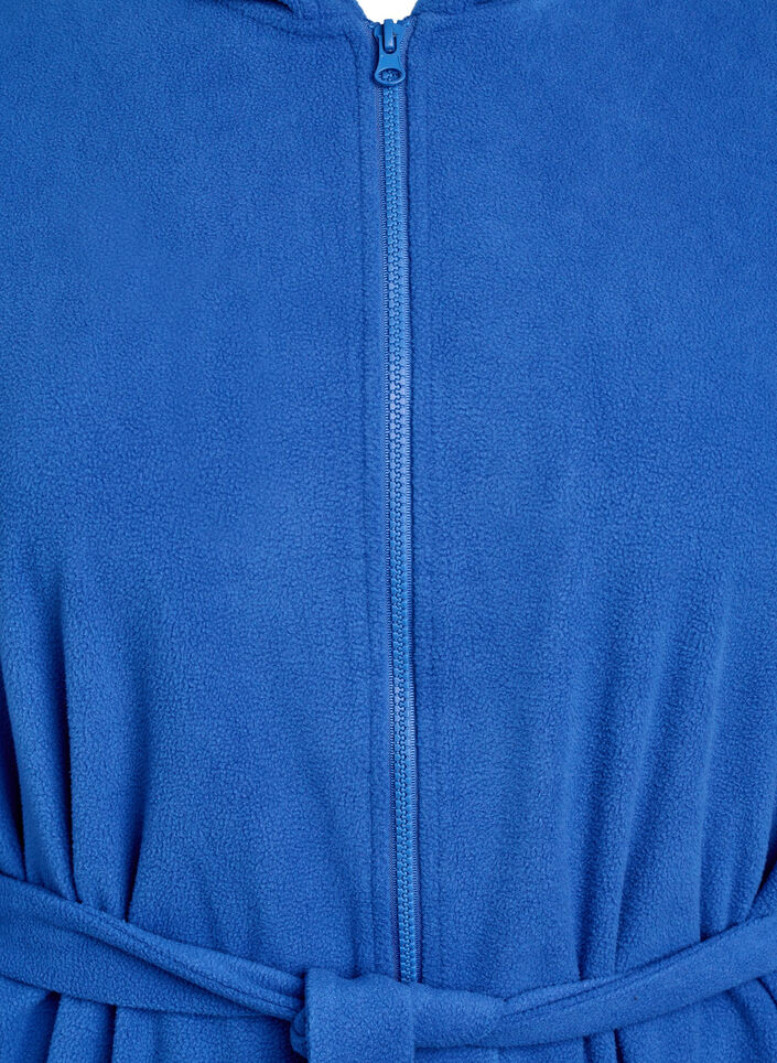 Morning robe with zipper and hood, Blue, Packshot image number 2