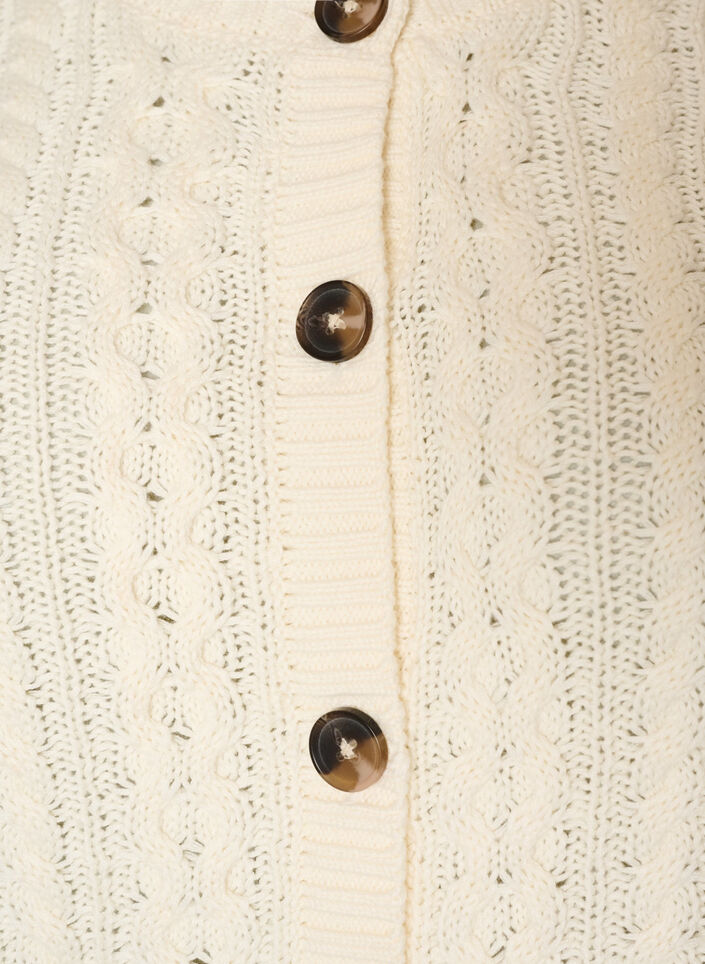 Cardigan with cable-knit pattern, Vanilla, Packshot image number 2