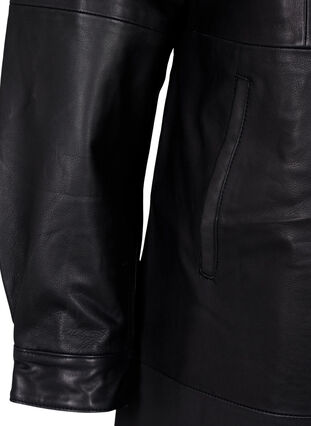 Leather dress with long sleeves and button fastening, Black, Packshot image number 3