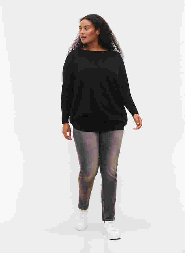 Knitted tunic in viscose blend, Black, Model image number 1
