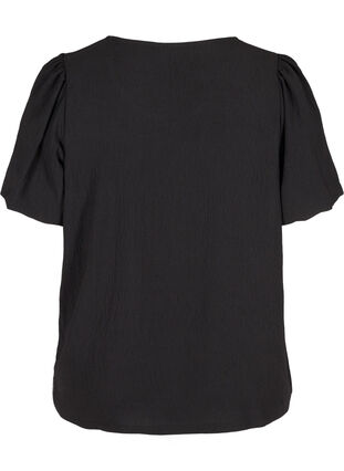 Blouse with short puff sleeves, Black, Packshot image number 1