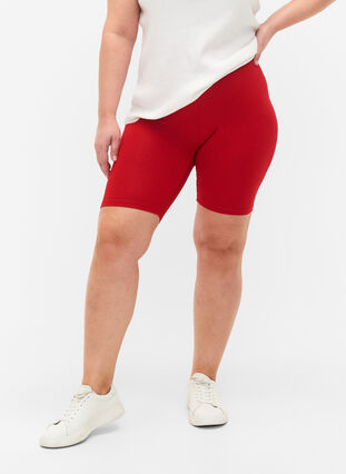 Plain-coloured basic bike shorts, Tango Red, Model image number 0