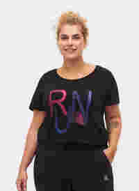Sports t-shirt with print, Black w. stripe run, Model