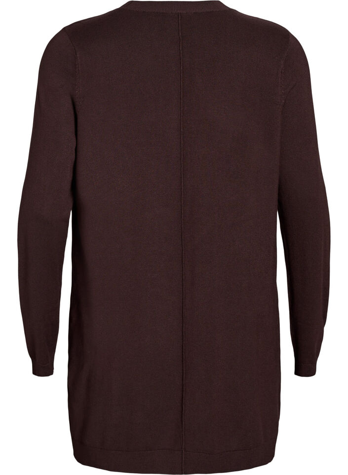 Long knitted cardigan in a viscose blend, Brown, Packshot image number 1