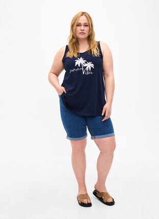 Cotton top with a-shape, Navy B. W. Summer, Model image number 2