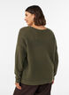 Knitted blouse with a textured openwork pattern, Green, Model image number 2