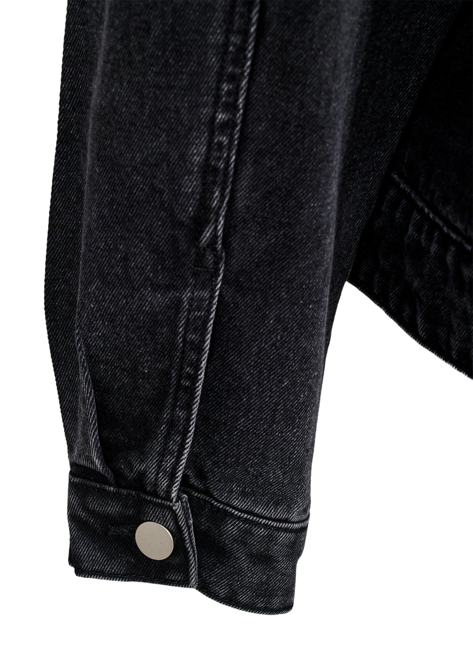 Zizzifashion Denim jacket with pearl fringes, Grey, Packshot image number 3