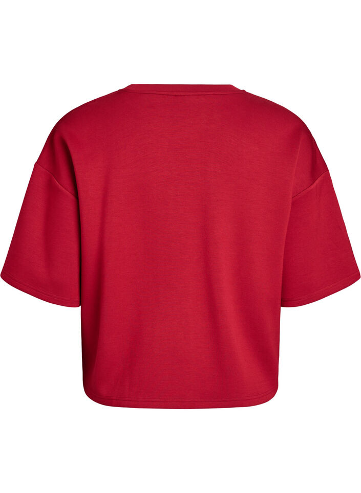 Short loose-fit t-shirt in a modal blend, Red, Packshot image number 1
