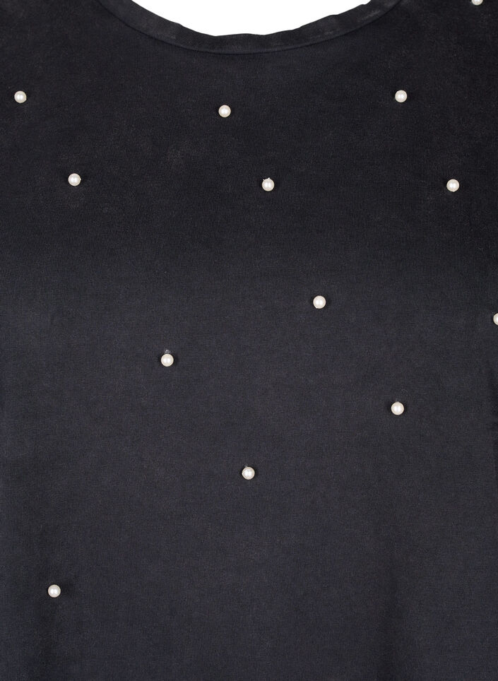 T-shirt with pearls, Grey washed, Packshot image number 2