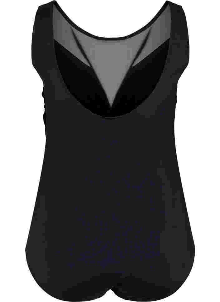 Padded bathing suit with mesh, Black, Packshot image number 1
