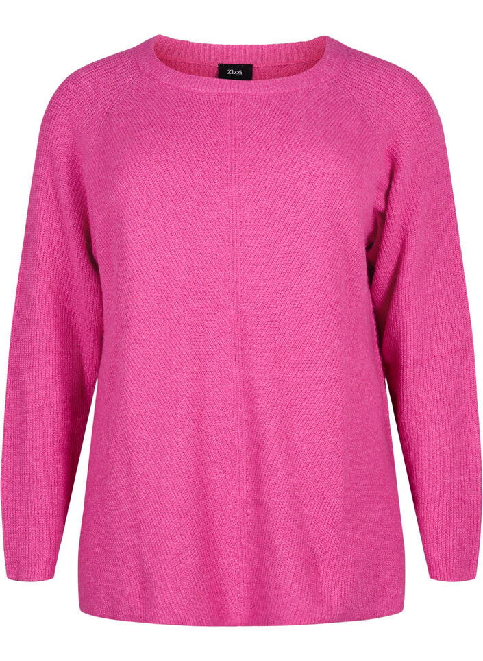 Melange pullover with side slit, R. Rose/White Mel., Packshot image number 0