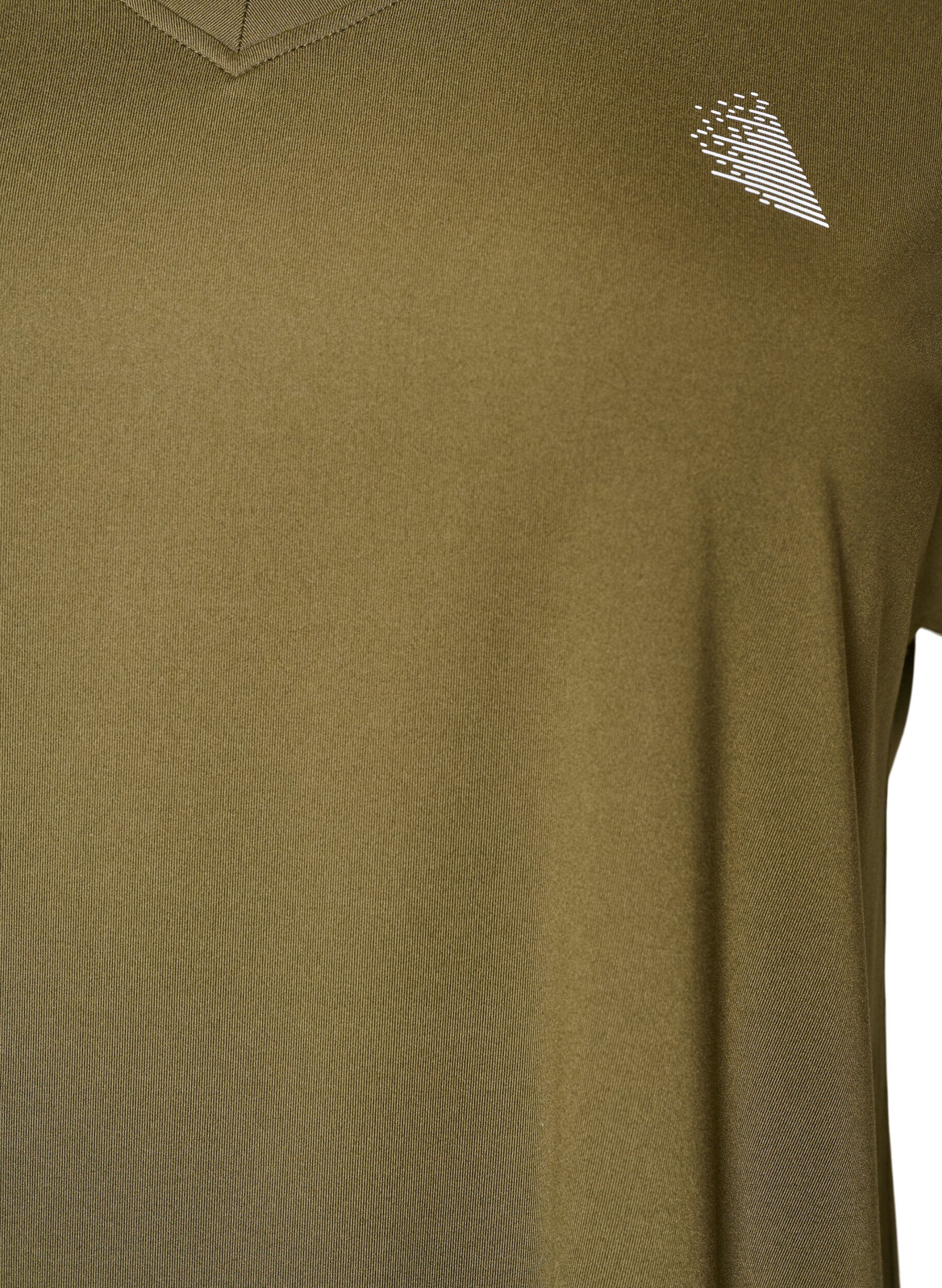 ZizzifashionShort sleeve sport t-shirt with v-neck, Green, Packshot image number 2
