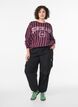 Striped sweatshirt with text print, Red, Model image number 1