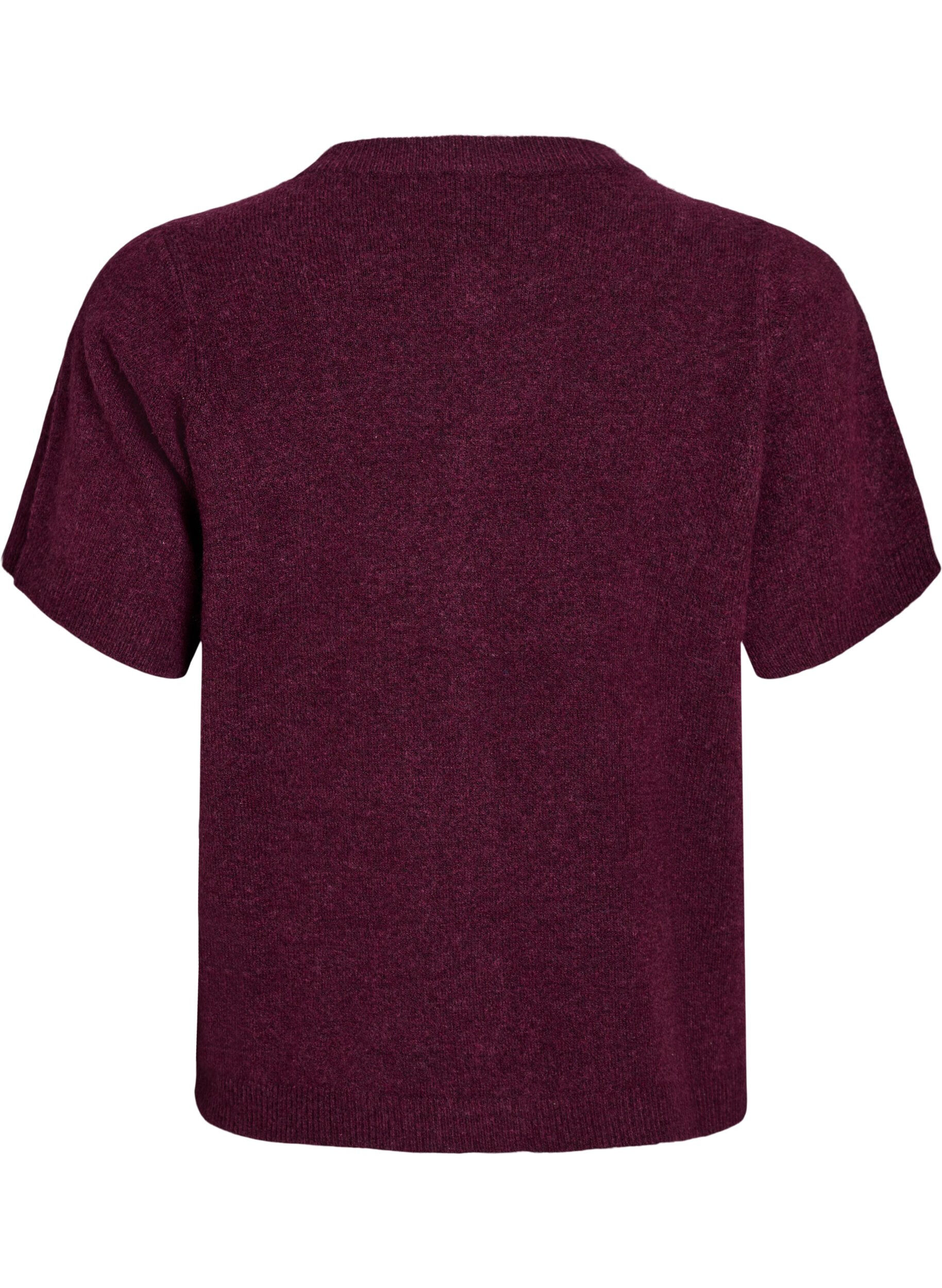 ZizzifashionKnitwear cardigan with short sleeves, Dark Bordeaux, Packshot image number 1