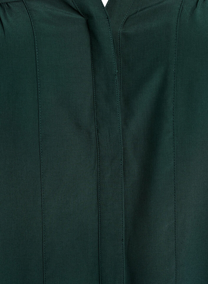 Blouse with ruffle collar and ruching, Green, Packshot image number 2
