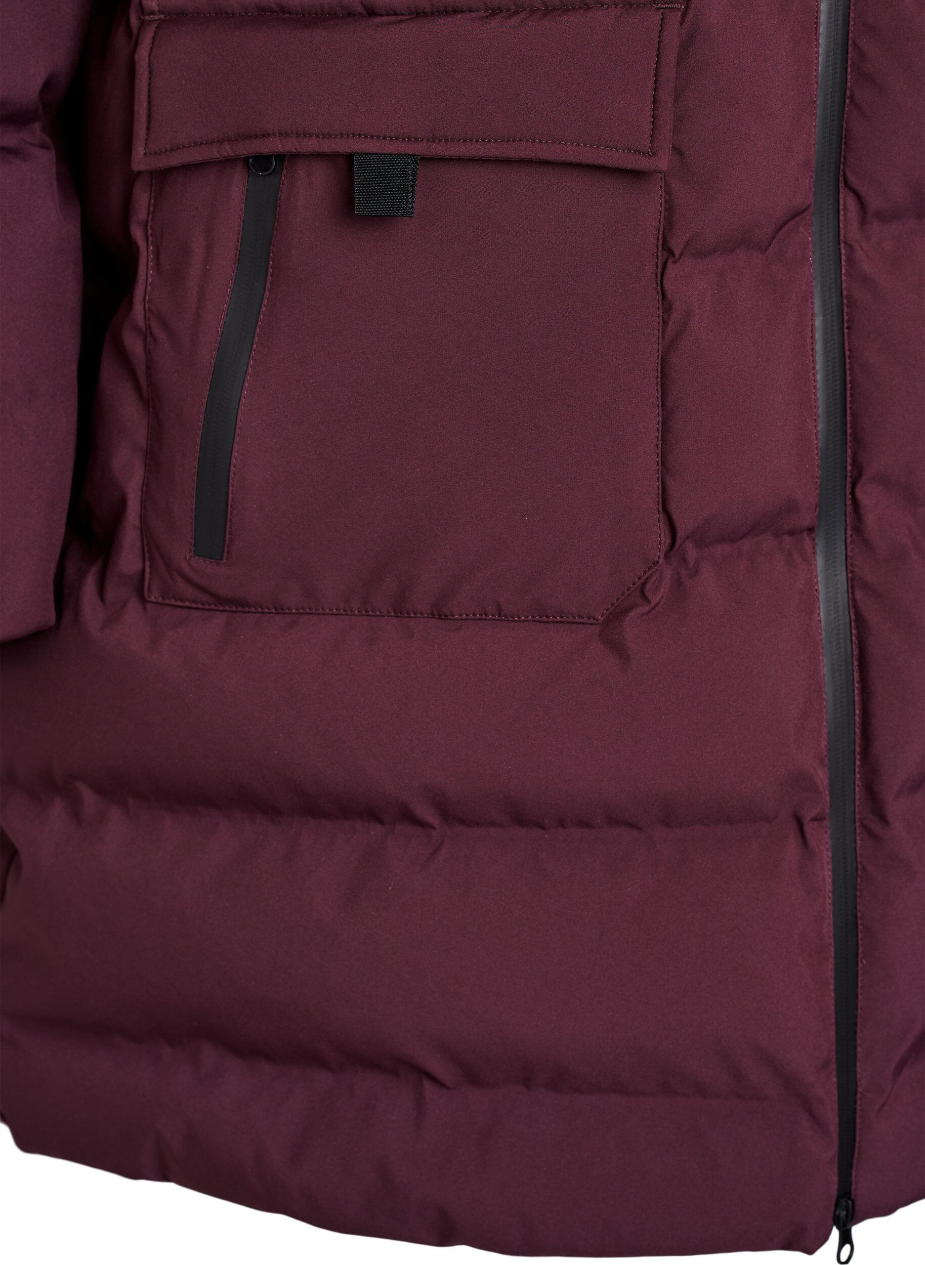 ZizzifashionPuffer coat with hood and pockets, Dark Bordeaux, Packshot image number 3