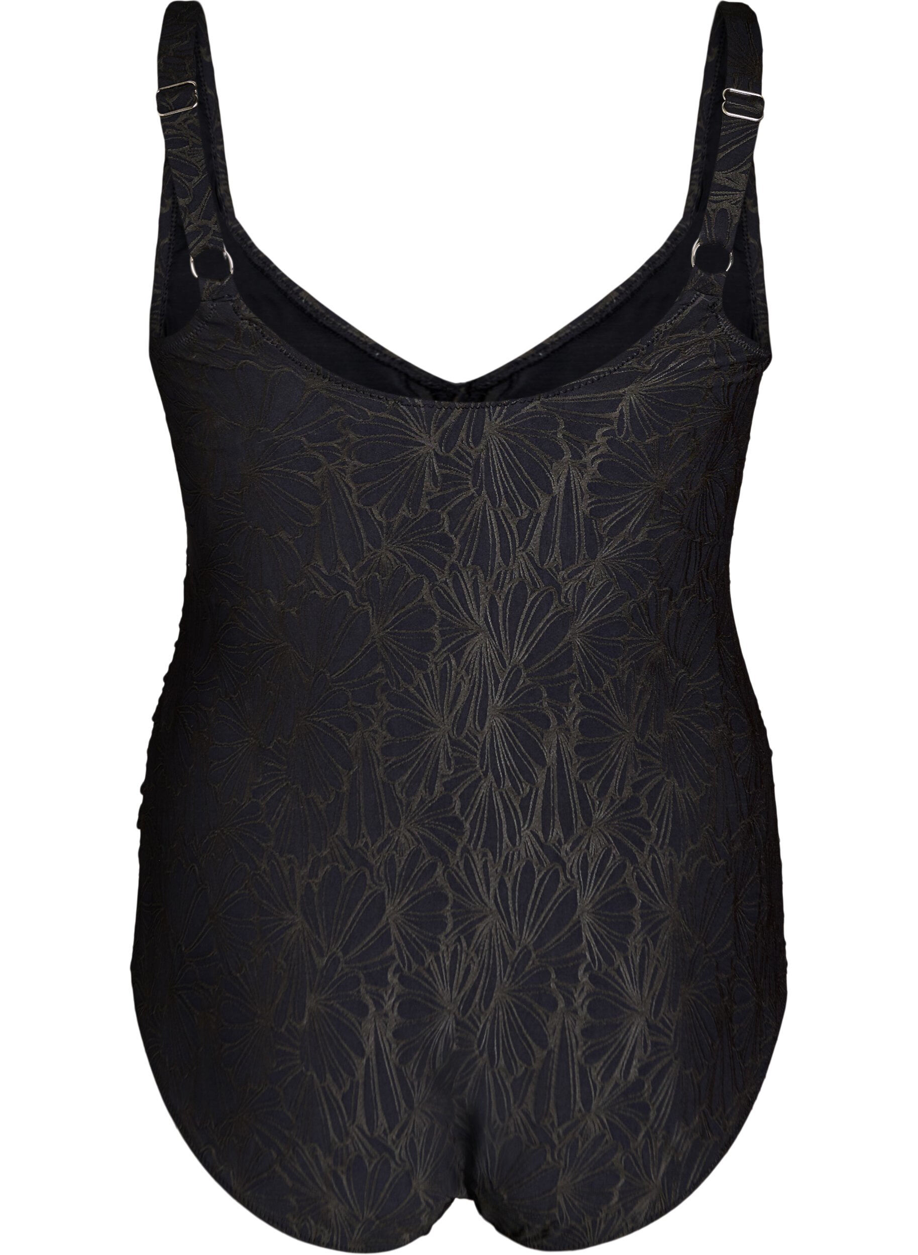 ZizzifashionSwimsuit with wrap detail and tone-on-tone floral texture, Dark Grey, Packshot image number 1