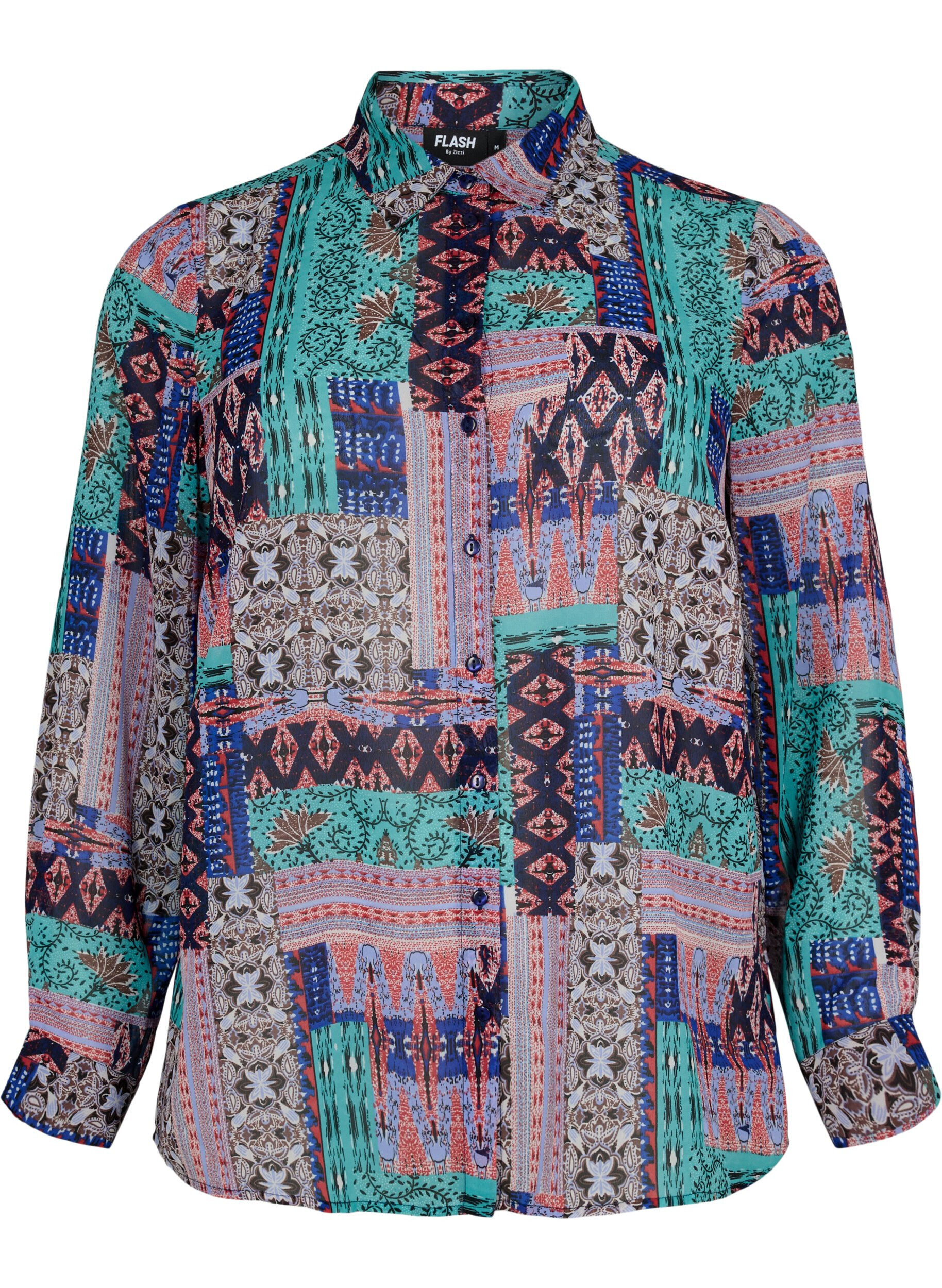 Zizzifashion FLASH - Long sleeve shirt with floral print, Multi Ethnic , Packshot image number 0