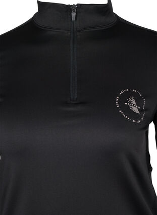 High neck exercise top with zip, Black, Packshot image number 3