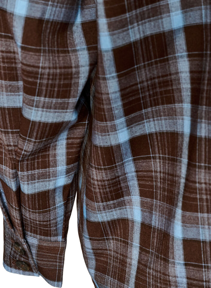 Checked shirt with a loose fit, Brown, Packshot image number 3