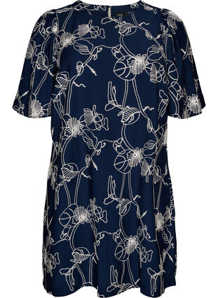 Short A-line dress with embroidered pattern - Blue - Sz. 40-64 - Zizzifashion Short A-line dress with embroidered pattern - Blue - Sz. 40-64 - Zizzifashion