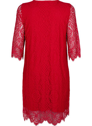 Lace Dress with 3/4 sleeves, Tango Red, Packshot image number 1