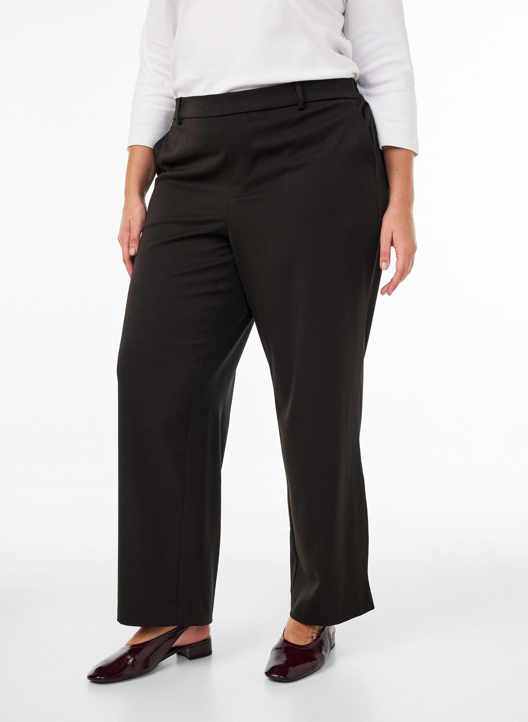 ZizzifashionHigh-waisted tailored trousers with straight fit, Black, Model image number 2