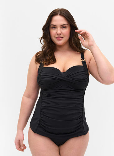 Tankini with draping, Black, Model image number 0
