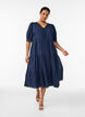 Textured cotton midi dress with crochet details, Blue, Model image number 0