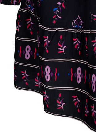 Long sleeve viscose dress with print, Black Pink AOP, Packshot image number 4