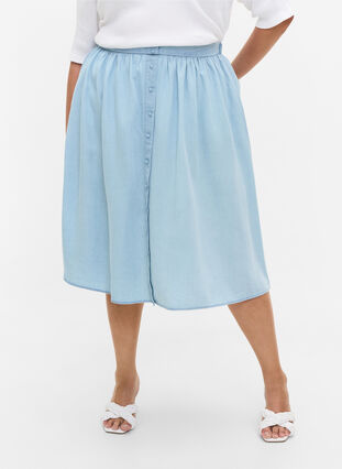 	 Loose skirt with buttons, Light blue denim, Model image number 2