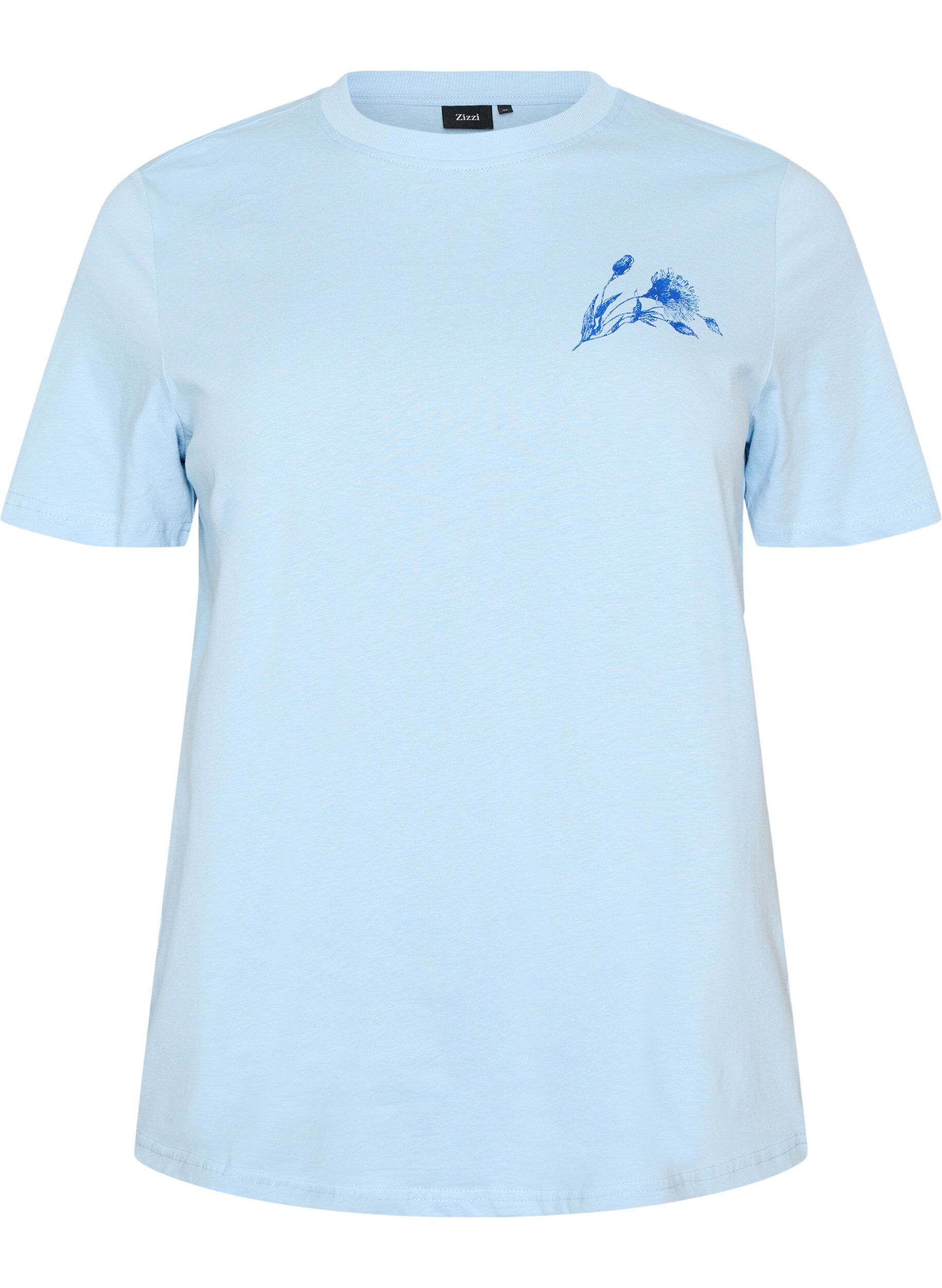 ZizzifashionCotton T-shirt with print, Light Blue, Packshot image number 0