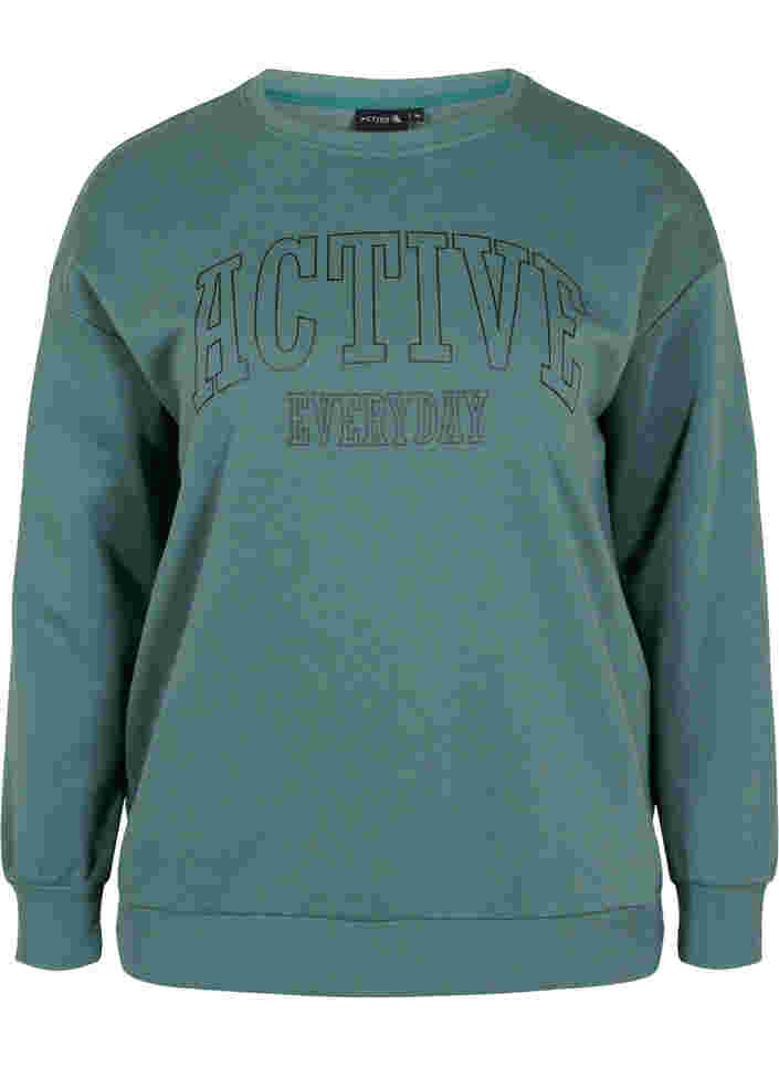 Sweatshirt with sporty print, Dark Forest, Packshot image number 0