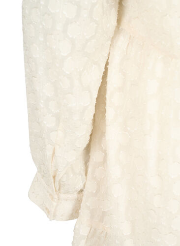 Jacquard dress with ruffle collar, Birch, Packshot image number 3