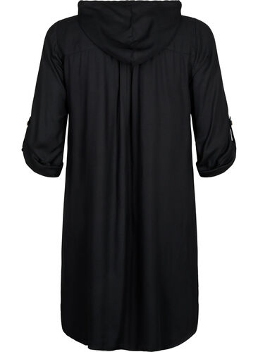 Viscose tunic with hood, Black, Packshot image number 1