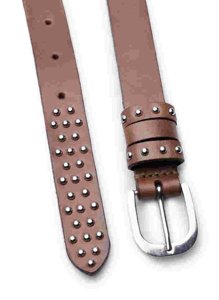 Studded leather belt, Brown, Packshot image number 2