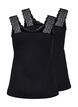 2-pack top with lace, Black / Black, Packshot image number 1