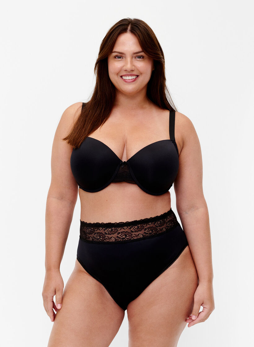 Period panties with lace, Black, Model image number 0