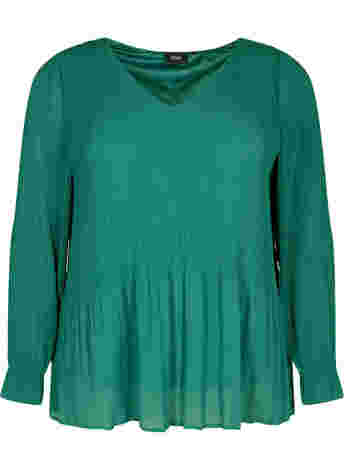 Pleated top with v-neck