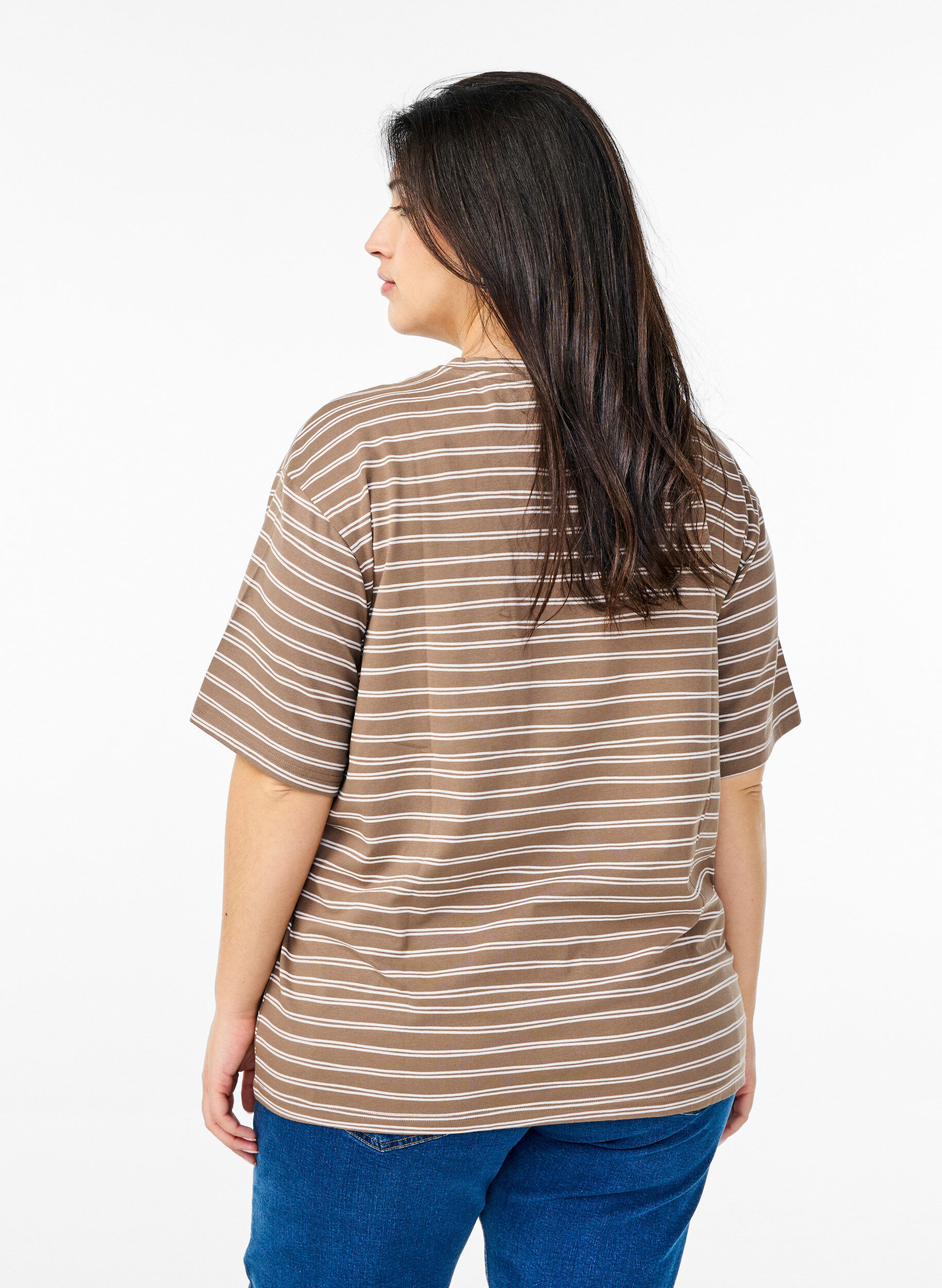 Zizzifashion Striped T-shirt, Brown, Model image number 2