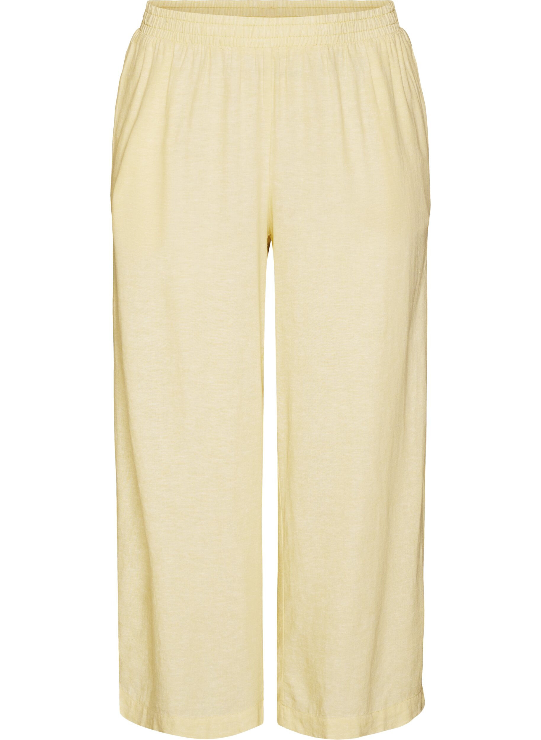 Zizzifashion Wide-leg linen and viscose trousers, Yellow, Packshot image number 0