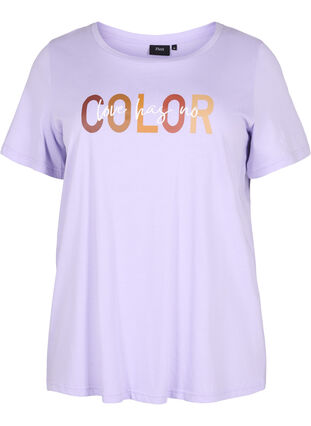 T-shirt in cotton with print, Lavender COLOR, Packshot image number 0