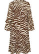 Midi dress with ruffle details and V-neck, Brown, Packshot image number 1